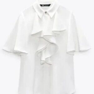 ZARA RUFFLED SATIN EFFECT BLOUSE